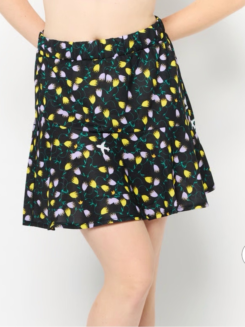 Adidas Originals Floral Tennis Skater Skirt Black Yellow Purple Size M